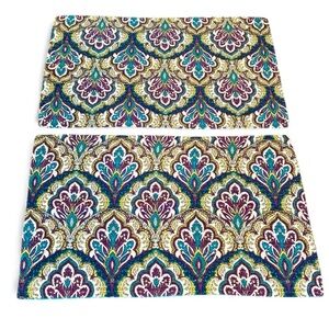 Sanctuary Damask King sized Pillow Shams 2 Quilted Purple turquoise 24 X 39”